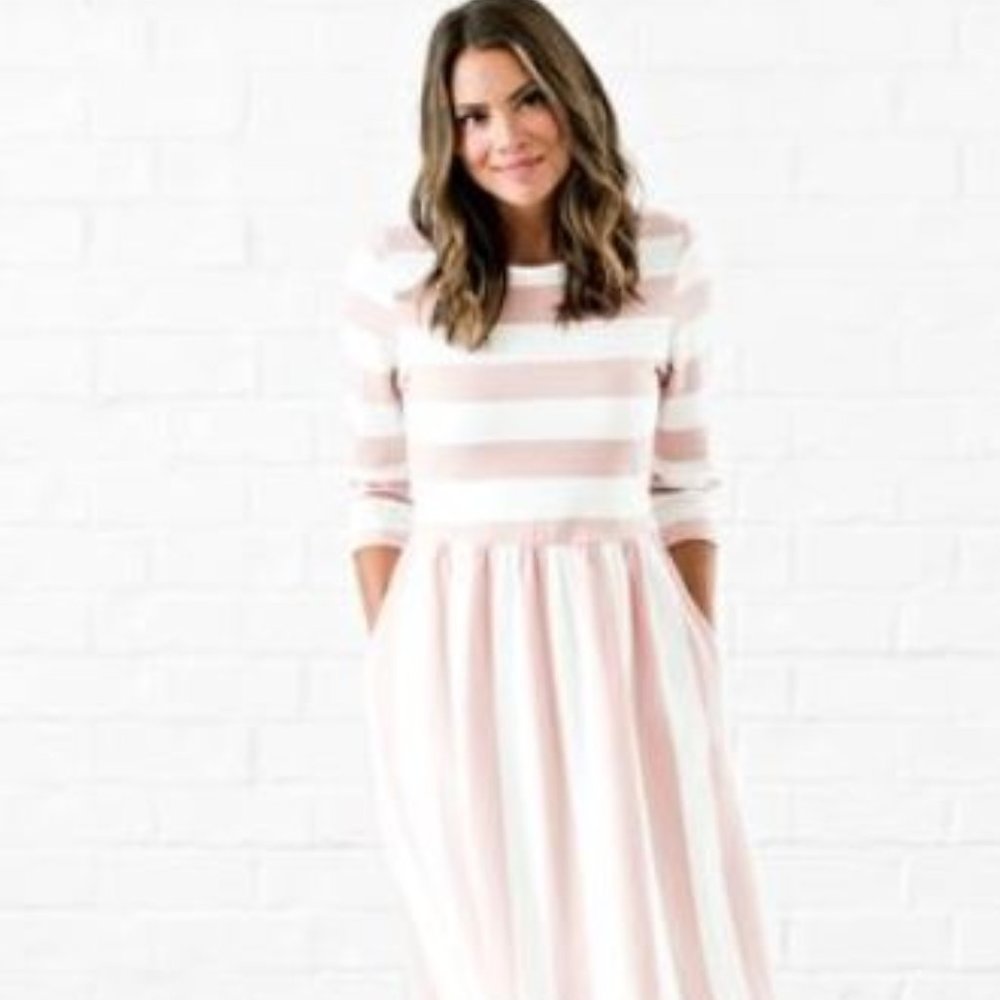 Journey Five Heather Striped Maxi Dress Pink